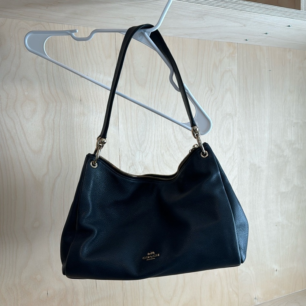COACH F28966 Mia Pebble Leather Shoulder Bag - Black